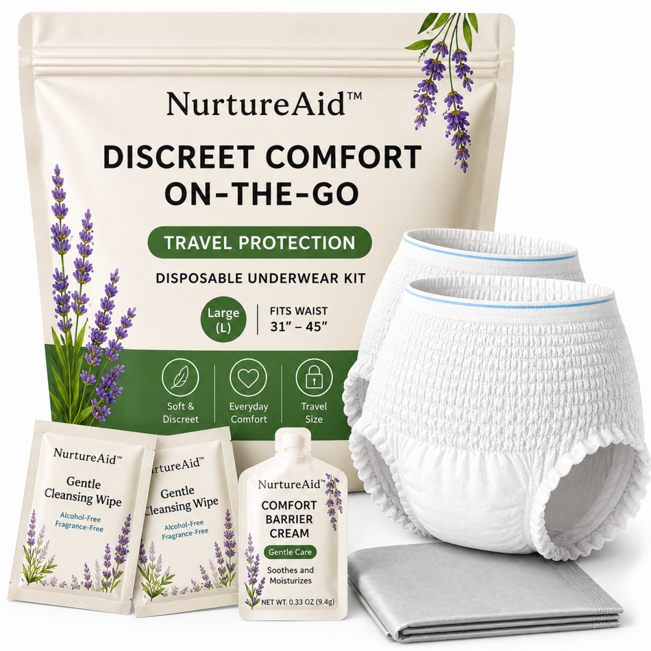 NurtureAid™ Postpartum & Incontinence Travel Kit – Discreet Protection for Caregivers, Travel & Bladder Leaks