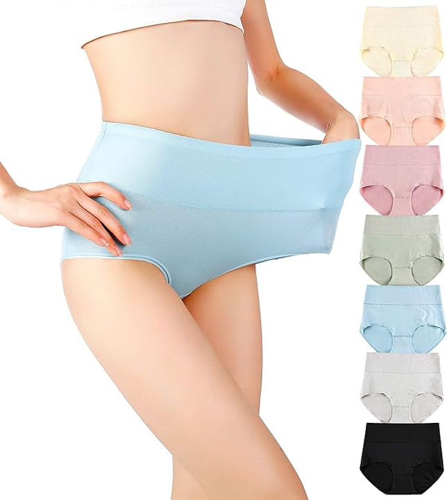 NurtureAid™ Cotton Postpartum Underwear | High-Waisted C-Section Recovery (4 Pack)